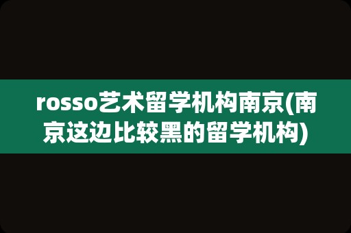 rosso艺术留学机构南京(南京这边比较黑的留学机构)